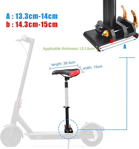 Miniatura 3 de Alomejor Sillín de asiento plegable, cómodo y duradero, marco de aleación de aluminio, diseño de absorción de golpes, para scooters eléctricos, para
