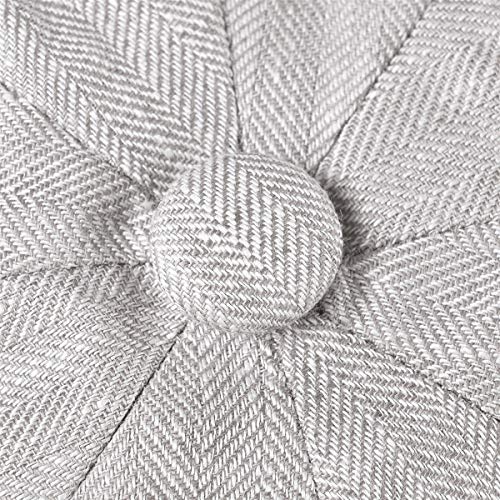 Botvela Men's Linen Newsboy Cap Lightweight Flat Cap Breathable Summer Hat (7 1/4-7 3/8, Herringbone Light Grey) #TOP6