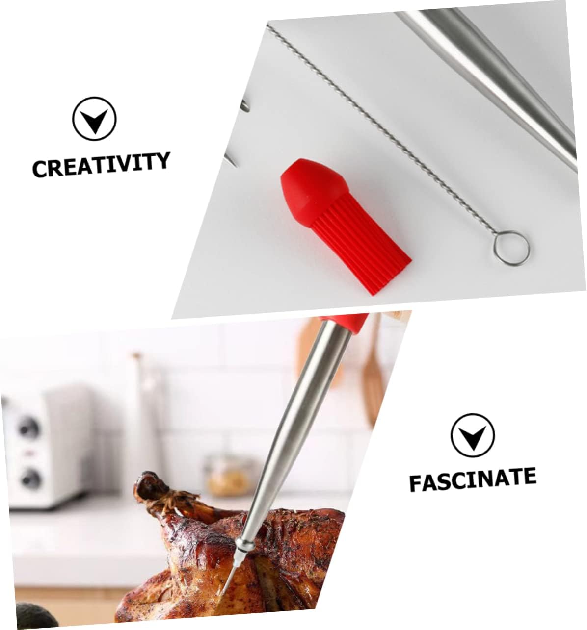 COLLBATH Bbq Turkey Injector Baster Pump for Cooking Silicone Sauce Turkey Baster Brush Kitchen Oil Dropper