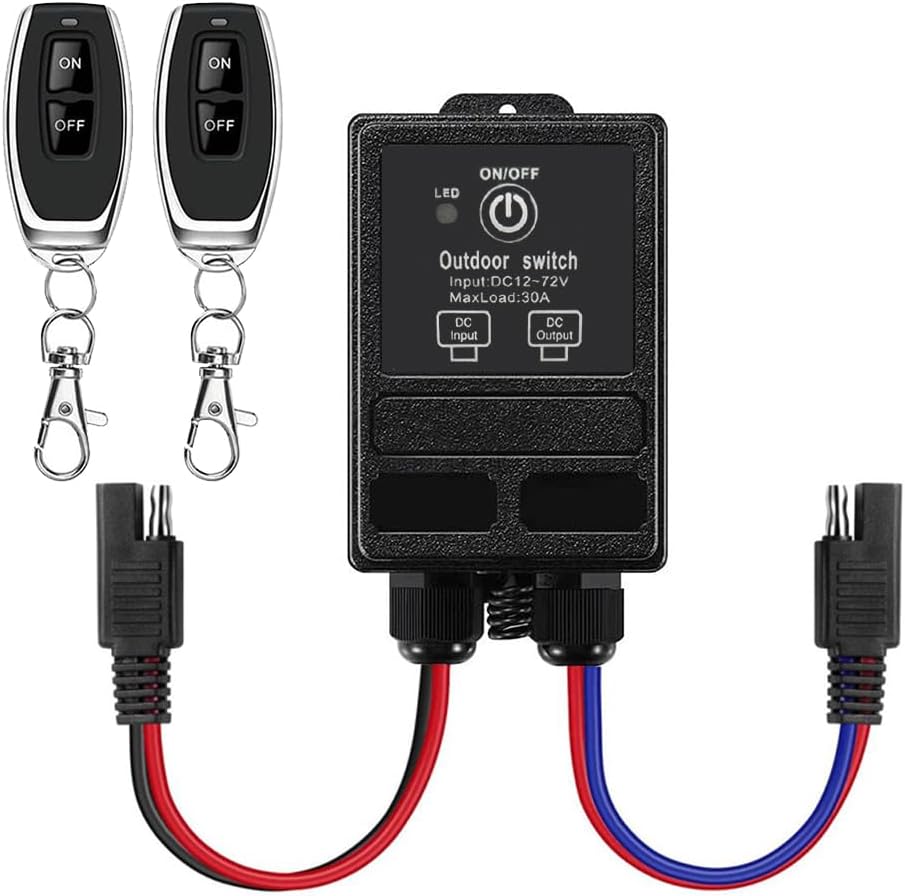 12 Volt Wireless Remote Control Switch with SAE Connector Plug 328ft Long Range Waterproof Wireless Remote Switch,DC12V-72V RF Remote Control Switches for Agricultural Sprayers,Spray Pumps