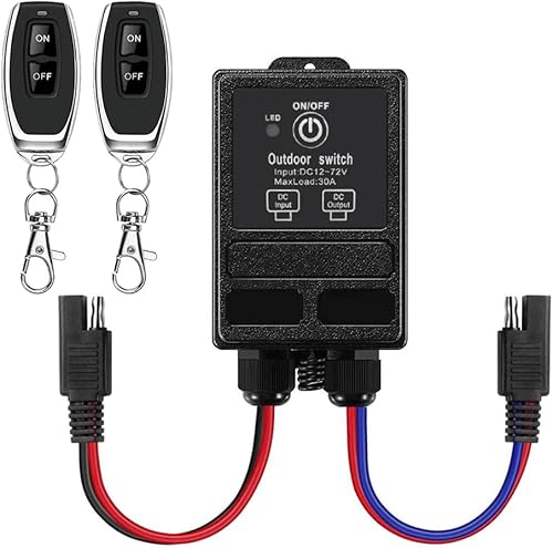 Miniatura 9 de Interruptor de relé de control remoto de 12 V, interruptor inalámbrico DC 12V-72V de 328 pies de largo alcance, interruptor impermeable, relé de 40