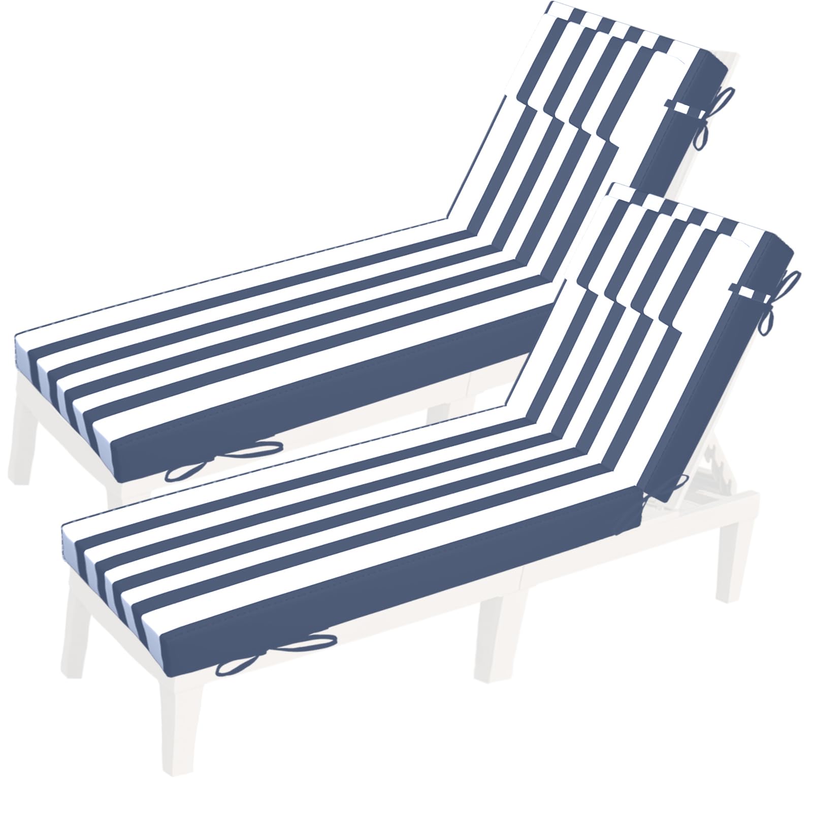 Condition photo showing Good Condition for chaise lounge cushions outdoor,lounge chair cushion with pillow,waterproof fade&tear resistant sun lounger replacement pad with removable cover for patio pool deck lawn(blue stripe,80x26x3in)
