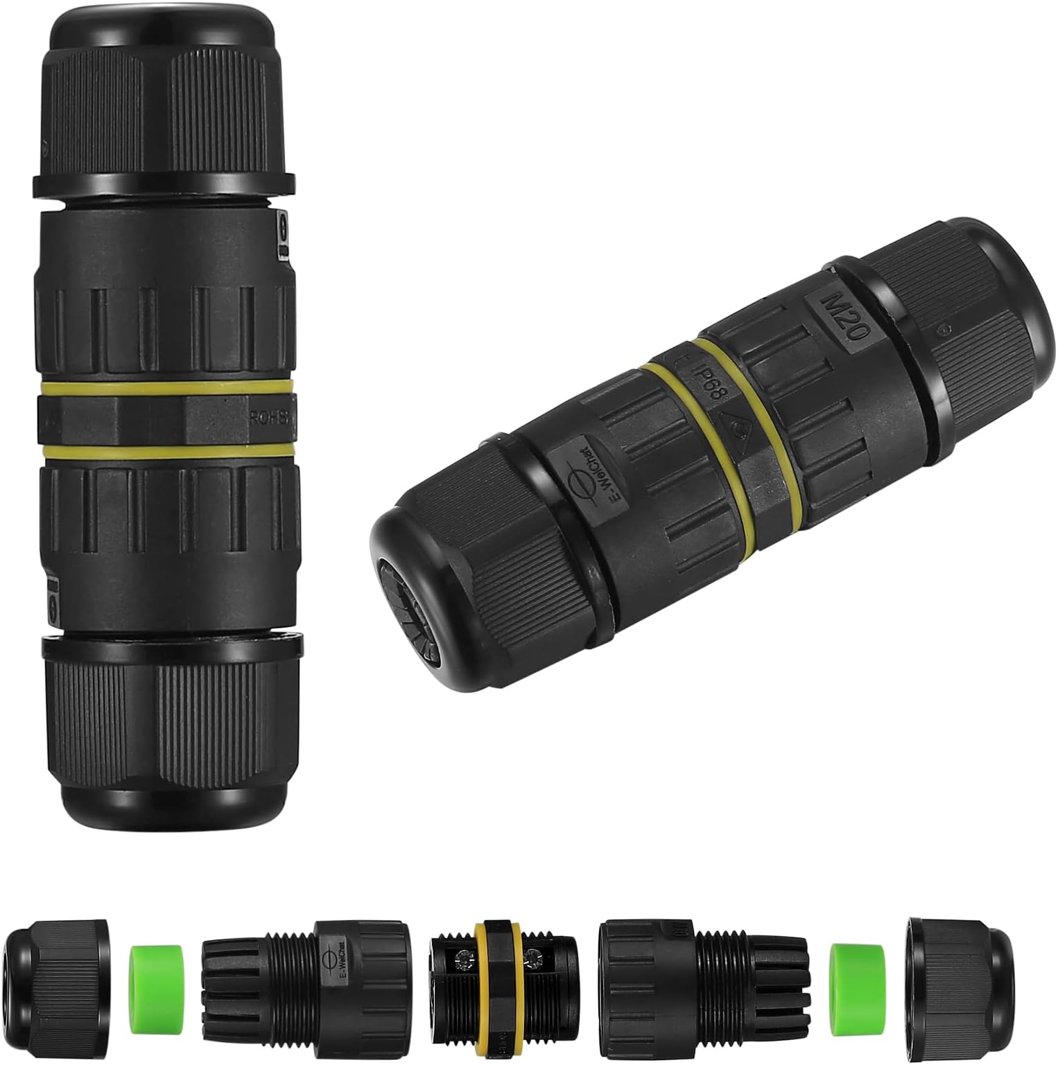 IP68 Waterproof Junction Box, 2 Pcs Outdoor Electrical Junction Box, Electrical Cable Connectors, Electric Sleeve Coupler Wire Connectors for Ø5mm-9mm Cable