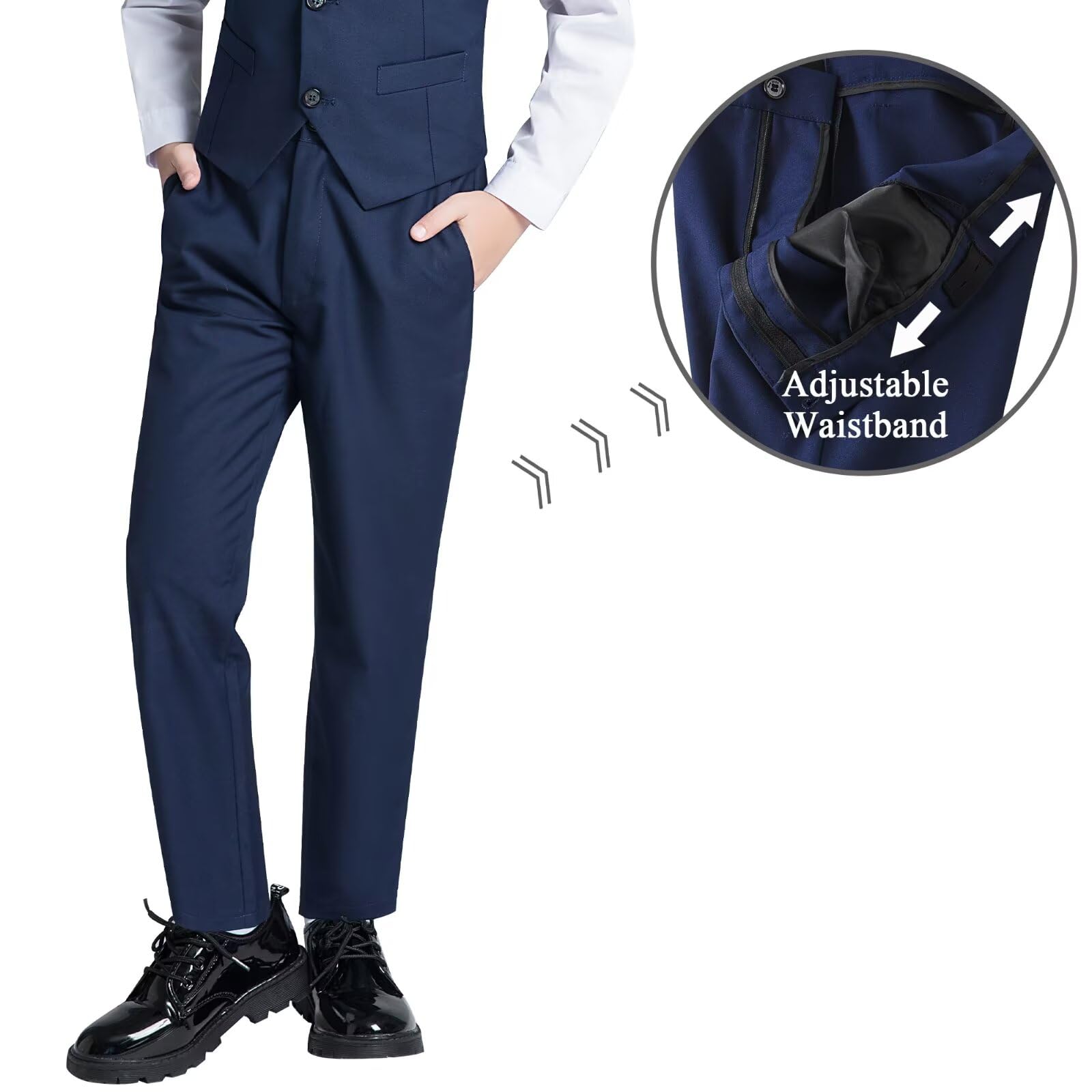 JPF Boys Formal Suits Slim Fit 5 Piece Kids Suit Jacket Pants Set with Dress Shirt and Tie for Wedding Prom