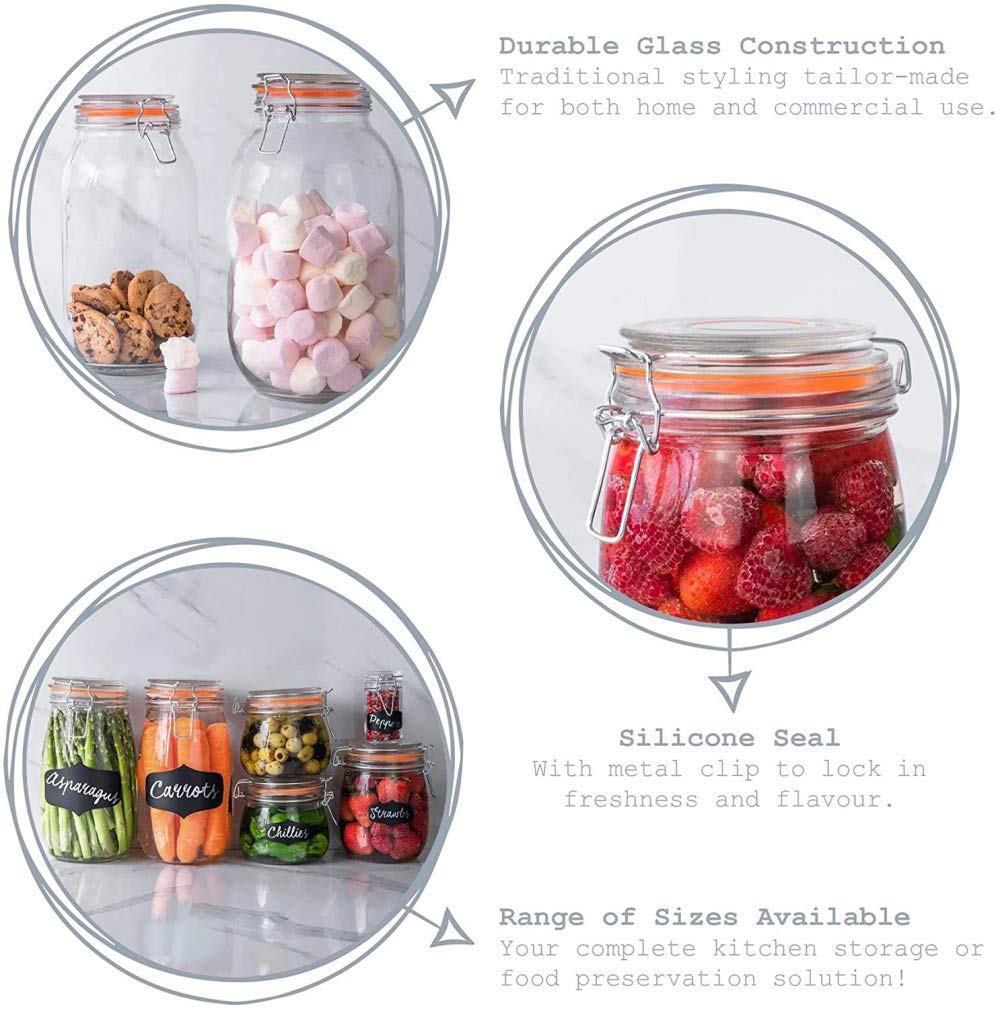 Barattolo Ermetico In Vetro, Zuccheriera Portatile Di Grande Capacità, Contenitore Per Il Tè, Barattolo Kimchi, Vasetti In Vetro Per Stoviglie Con Coperchio A Clip Ermetico Per Frutta -Round||750ml