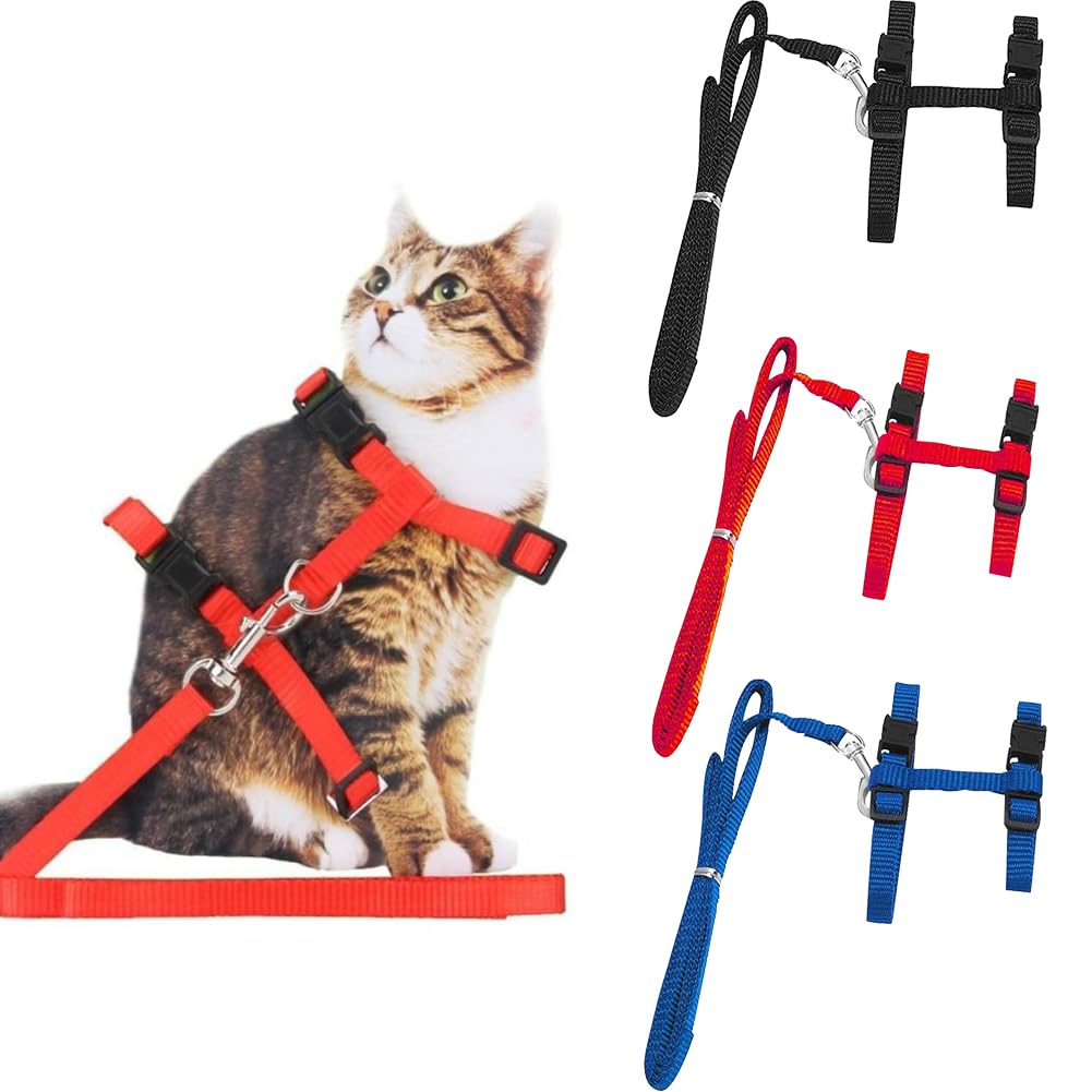 Arnés para Gato con Correa,3pcs Arnés para Gatos Antiescape,Ajustable Seguridad Arnés para Gatos,Arnés Ajustable a Prueba de Escapes,Arnes Perro Pequeño Arnes para Gatos Pequeños Cachorro Caminata