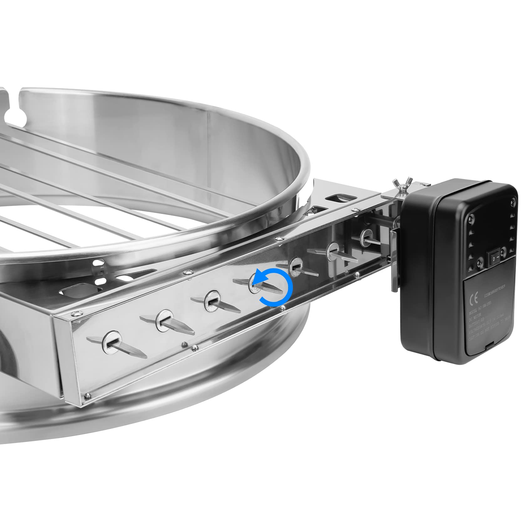onlyfire Edelstahl Spießdreher Drehspieß Set mit Motor für Weber 57 cm Kugelgrill, Grillspieß-Aufsatz Set mit 7 Schaschlikspieße