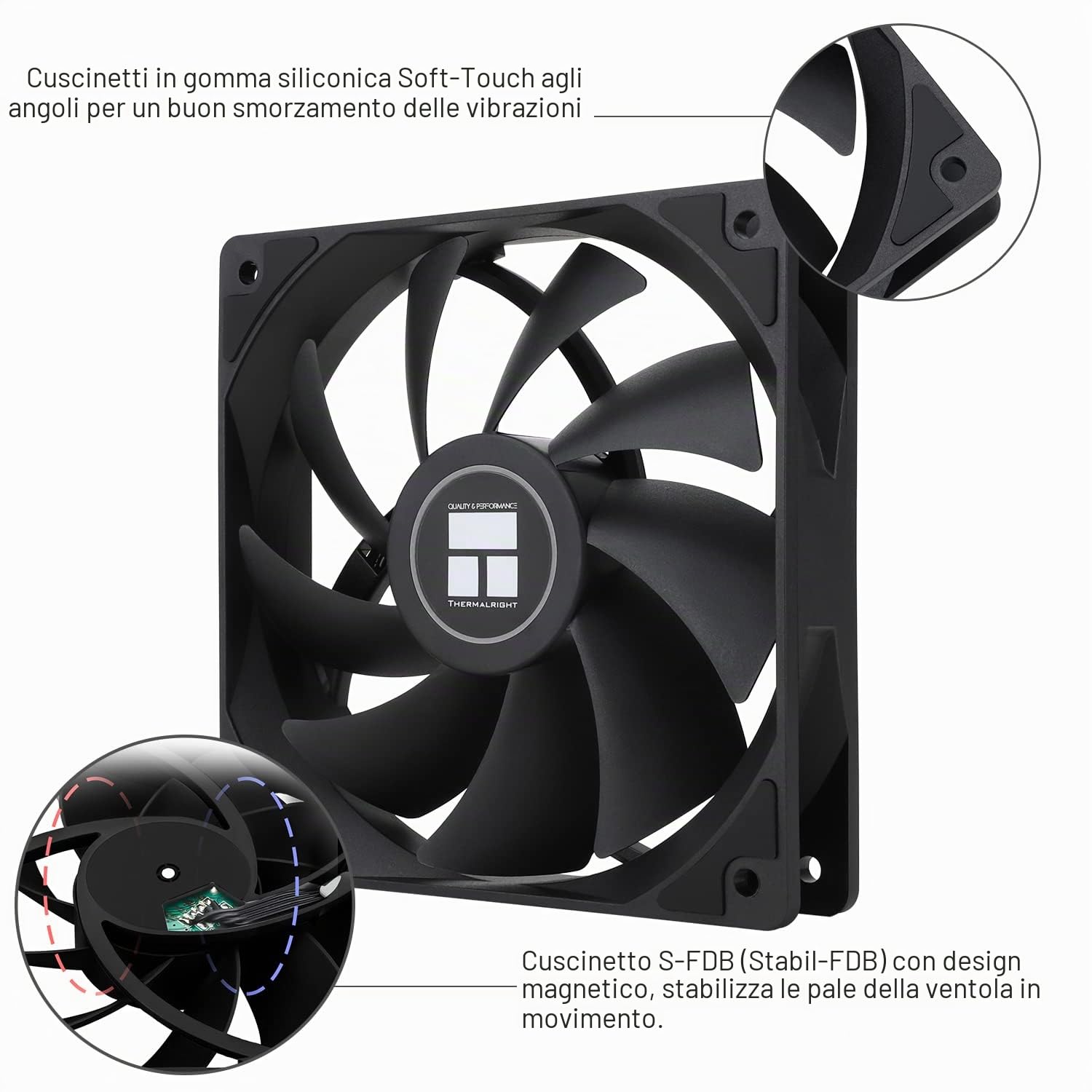 Thermalright TL-C12C X3 Ventola CPU di raffreddamento del case da 120 mm, per computer silenziosa PWM a 4 pin con cuscinetto S-FDB incluso, fino a 1550 RPM