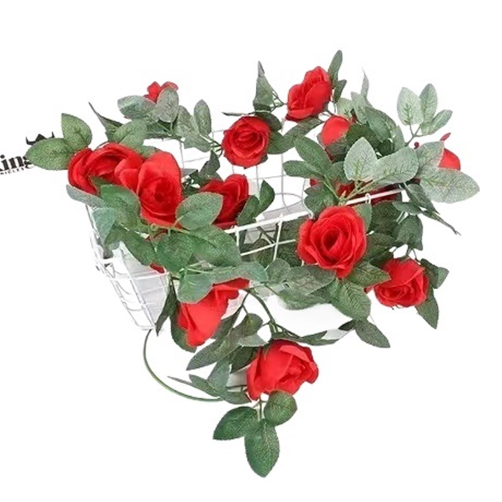 Künstliche Rosenranke 2 m Lange weiße Rosengirlande mit 16 Köpfen | For Hochzeitsdekorationen, künstliche Blumenranken, künstliche Blumen for Verlobungszeremonien(Red)