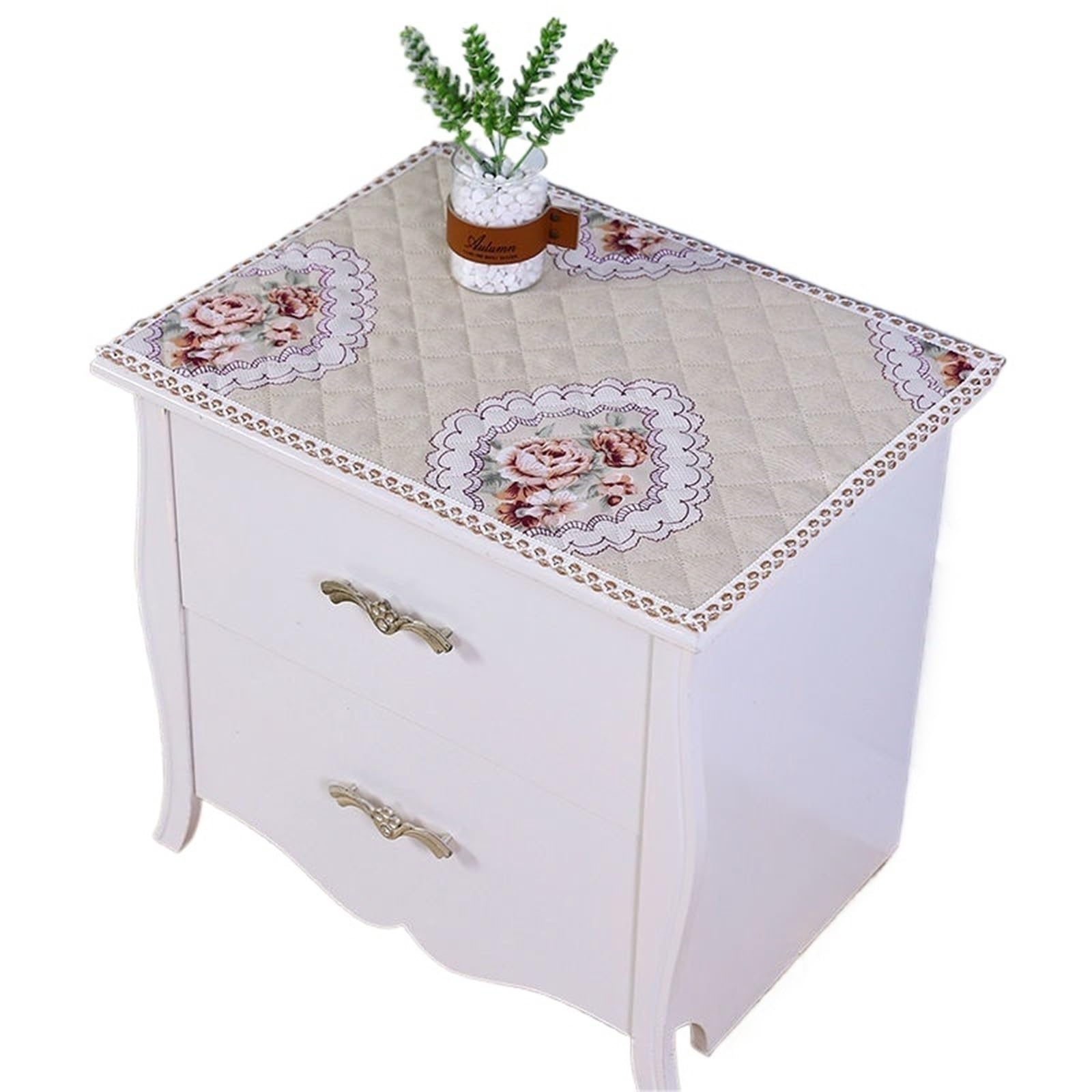 ZHSOAO 2pcs Bedside Table Cover Small Cloth Simple For Bedroom Furniture Protection for Furniture Dresser(Beige)