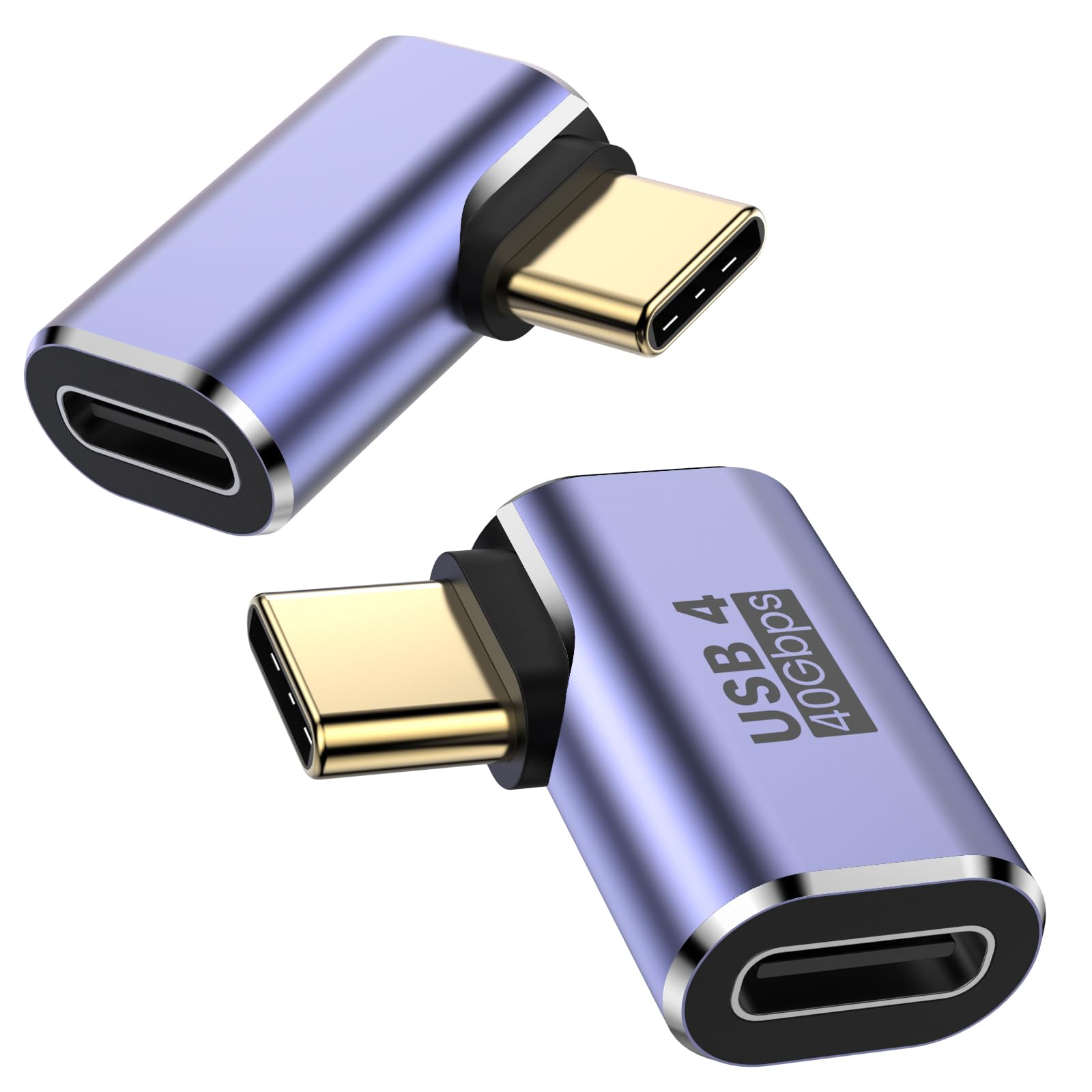 MOGOOD 90 gradi USB C adattatore 100W (2 pacchetti), 40Gbps Tipo C maschio a Tipo C femmina adattatore, compatibilità con Thunderbolt4, Laptop, Steam Deck, iPad Mini, Galaxy S25, MacBook, Smart Tablet