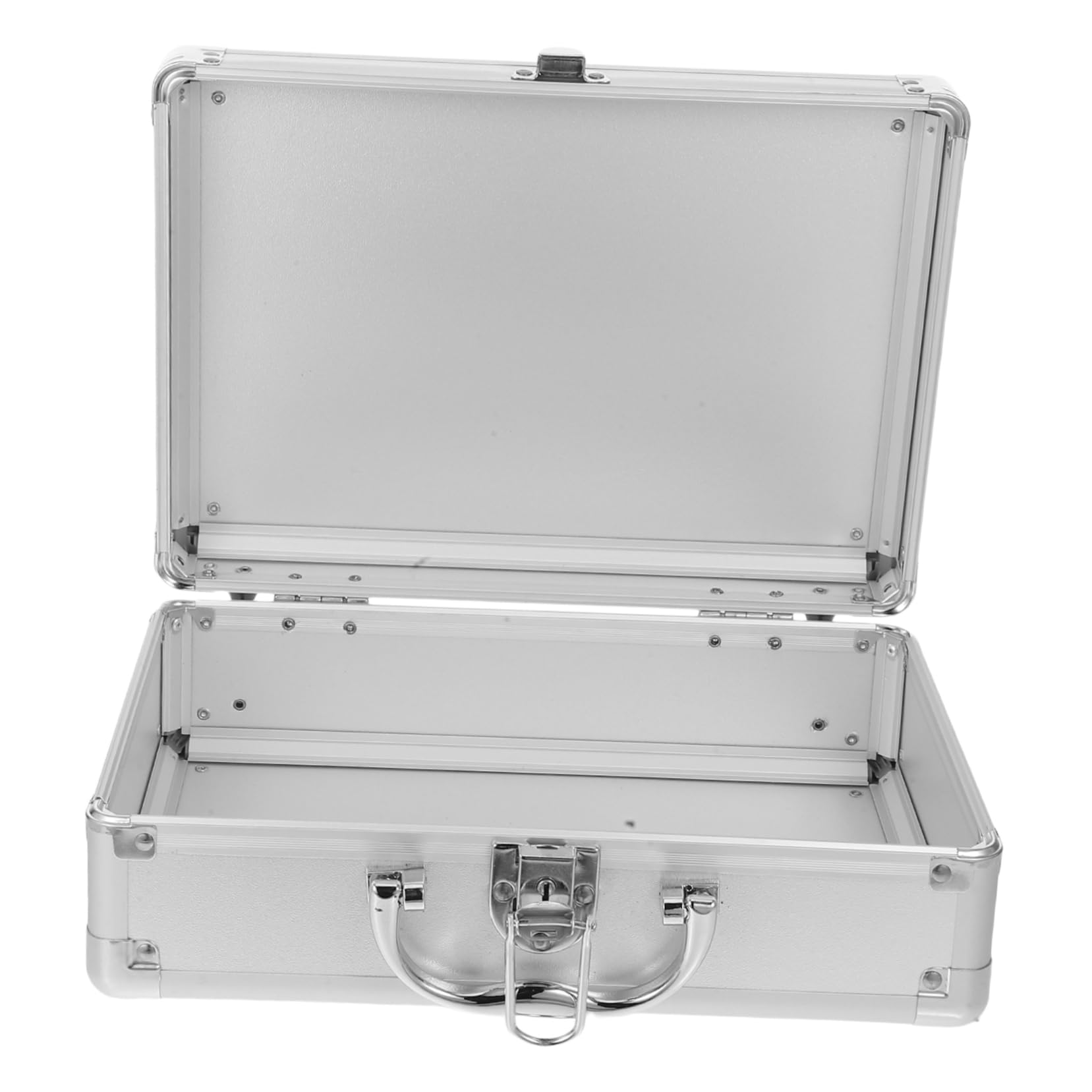NUOBESTY Multifunktionaler Hartschalen Kosmetikkoffer aus Aluminiumlegierung Silberner Aufbewahrungskoffer mit Praktischem Griff für Professionellen Transport von Instrumenten