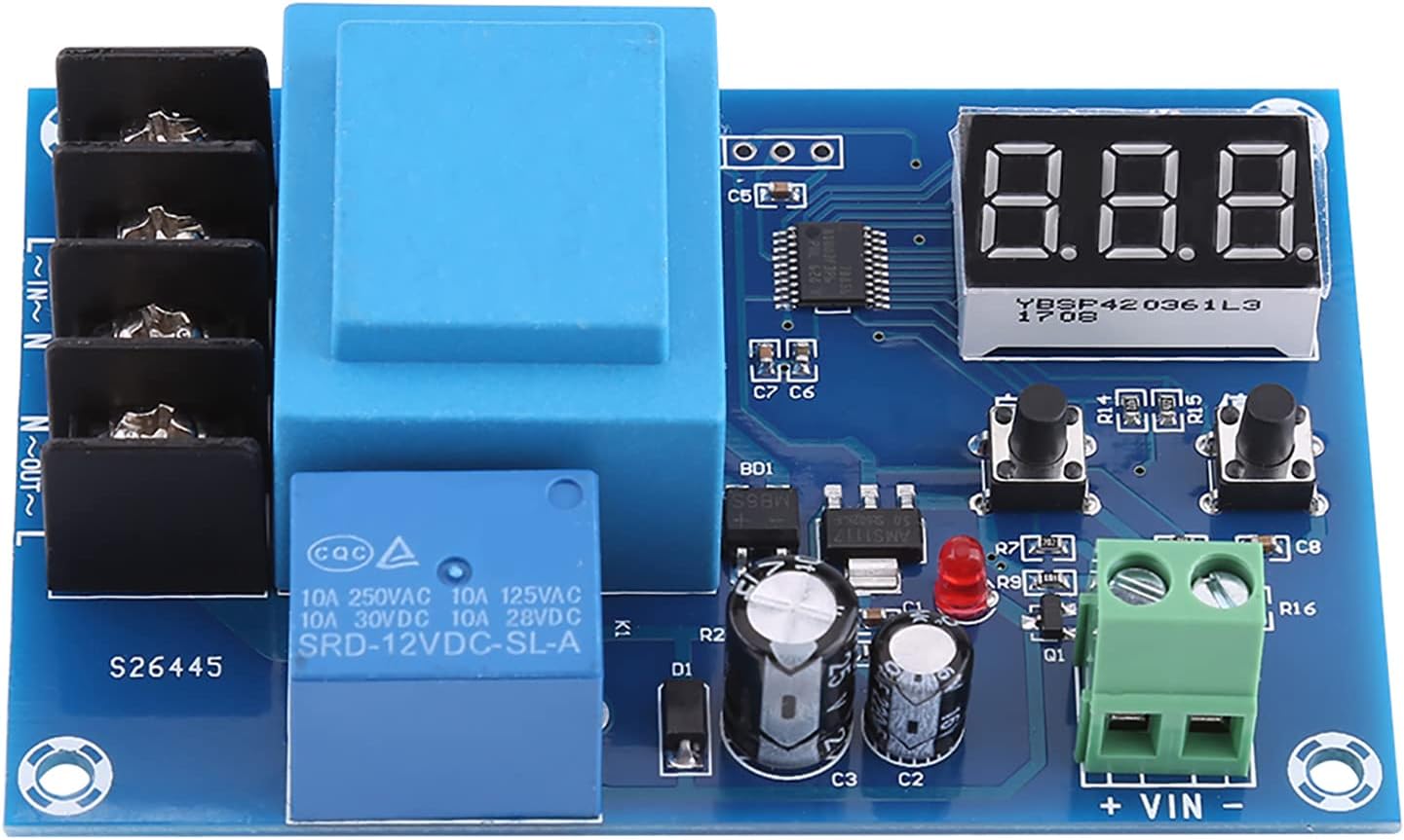 Charging Protection Board, Lithium Battery Charging Controller Module with 0.1V Accuracy Display, Adjustable Voltage for 12V-96V Storage Batteries