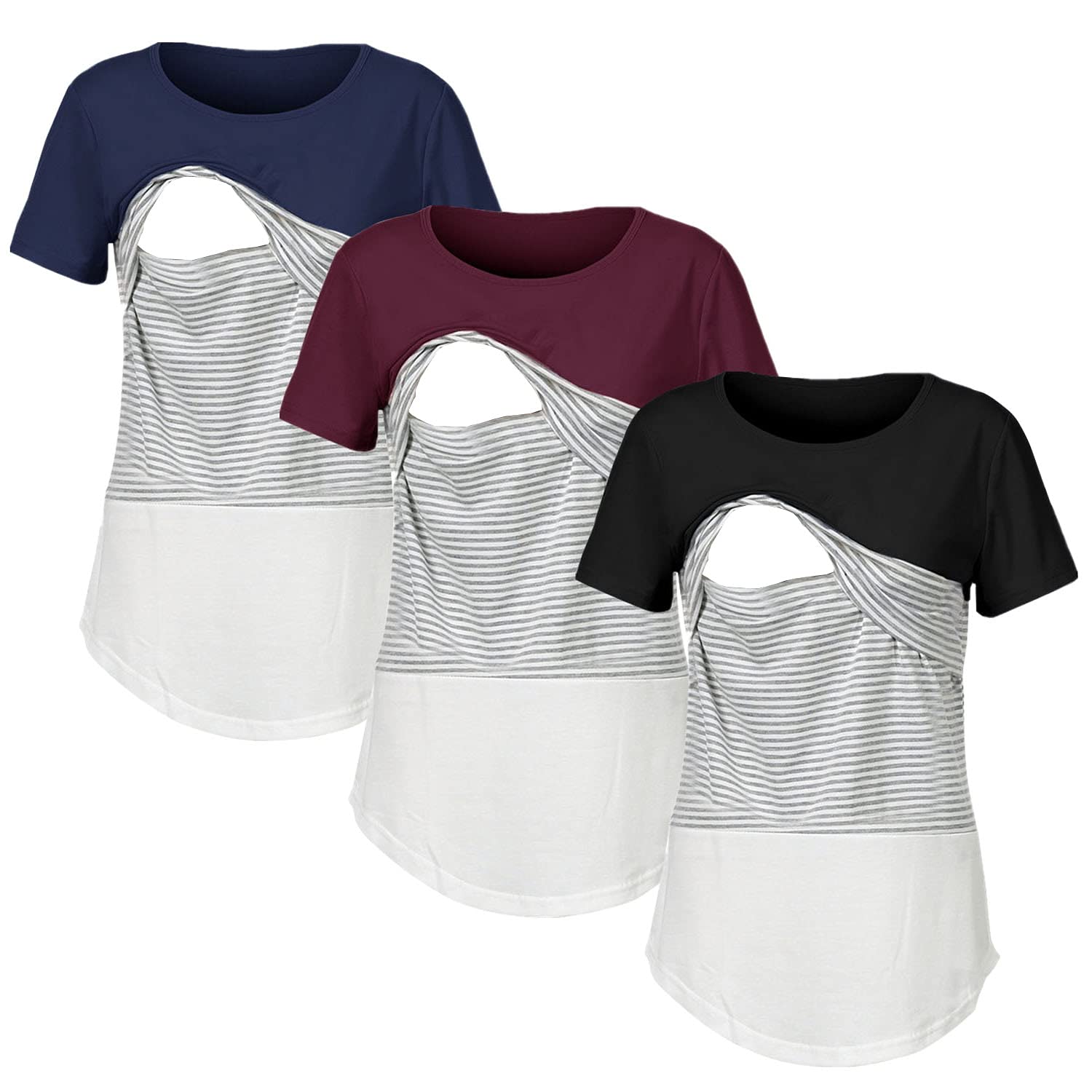 LAVIQK Women's Nursing Sweatshirt Long Sleeves Breastfeeding Maternity Tops Casual Clothes