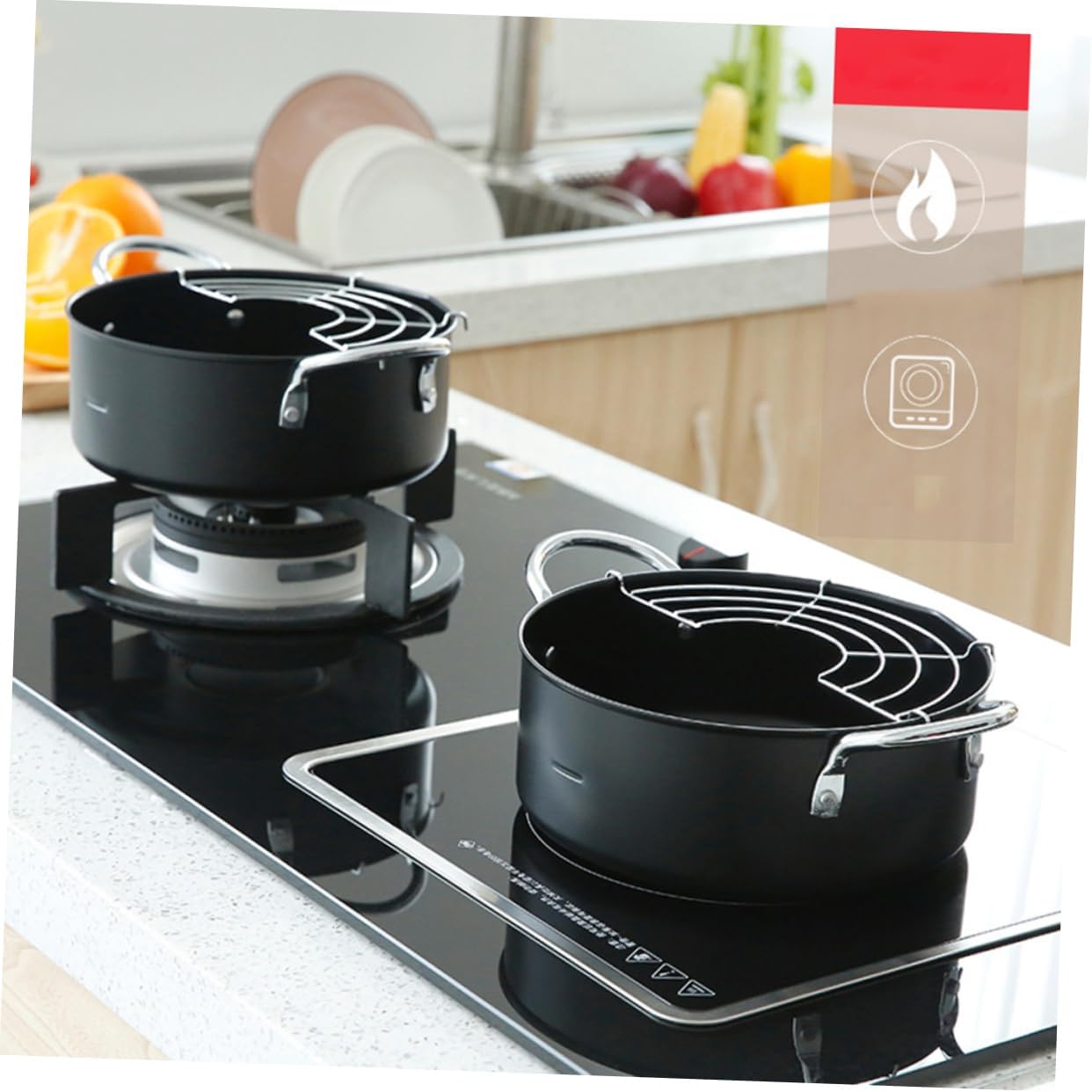 Iron Cookware Multi-functional Detachable Fryer Easy to Clean Gas/induction/electric Stove 20cm Fry Pan