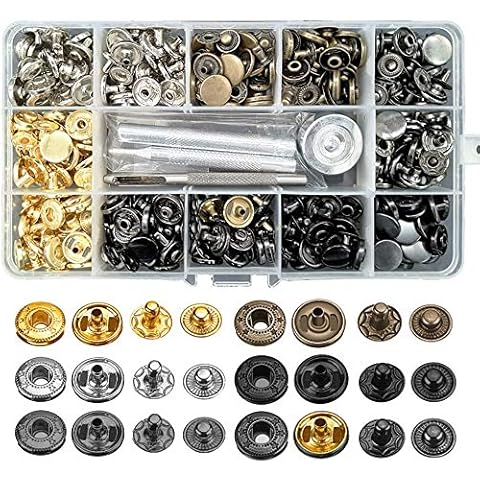 120Sets Druckknopf Set, BALFER Kupfer Druckknöpfe Metall Bronze Kleidung Snaps Taste Cover