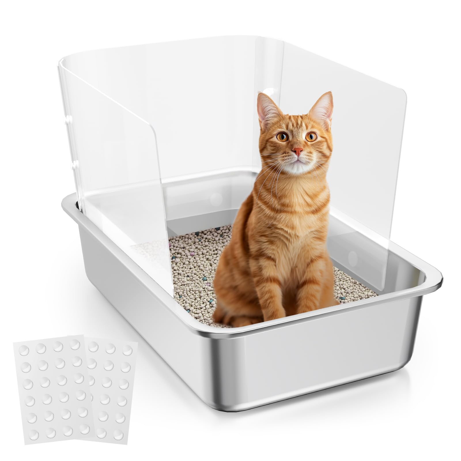 Eosarcu Cat Litter Box Pee Shields, High Sided Litter Box Splash Guard ...
