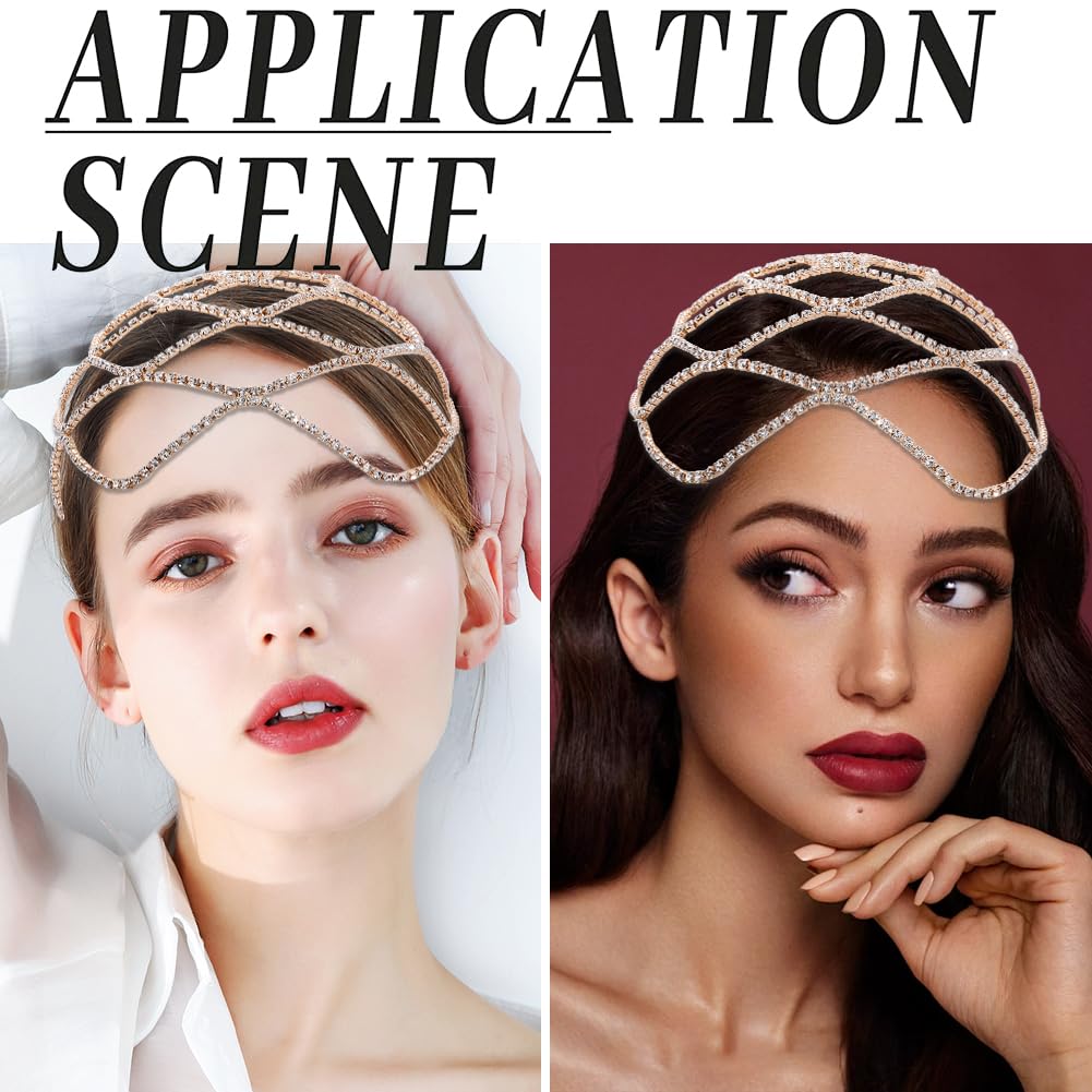 GORGECRAFT Strass Kopfbedeckungen Vintage Kristall Kopfkette Hochzeit Braut Flapper Stirnband Perlenkappen Roaring 20s Haarschmuck Silberfarbener Boho Haarschmuck Für Frauen Party Nachtclub Abschlussb
