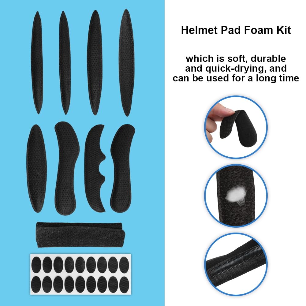 3x Fahrradhelm Polster Ersatz - Klett Schwammpolster Schwarz