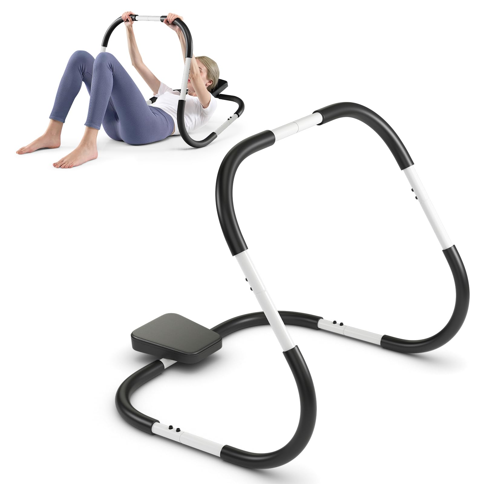 GOPLUS Entrenador Abdominal con Reposacabezas Acolchado, Fitness AB Trainer de Acero, Ejercicios de Abdominales y Flexiones, Equipo para Hogar Gimnasio, Carga 100 kg, 72,5 x 72,5 x 64 cm