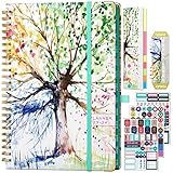 Monthly Planner 2023-2024, A5 Academic 2024 Monthly Planner Spiral Bound Add-On Monthly Tabs, Bookmark, Pocket and Sticky Note Set, Season Tree