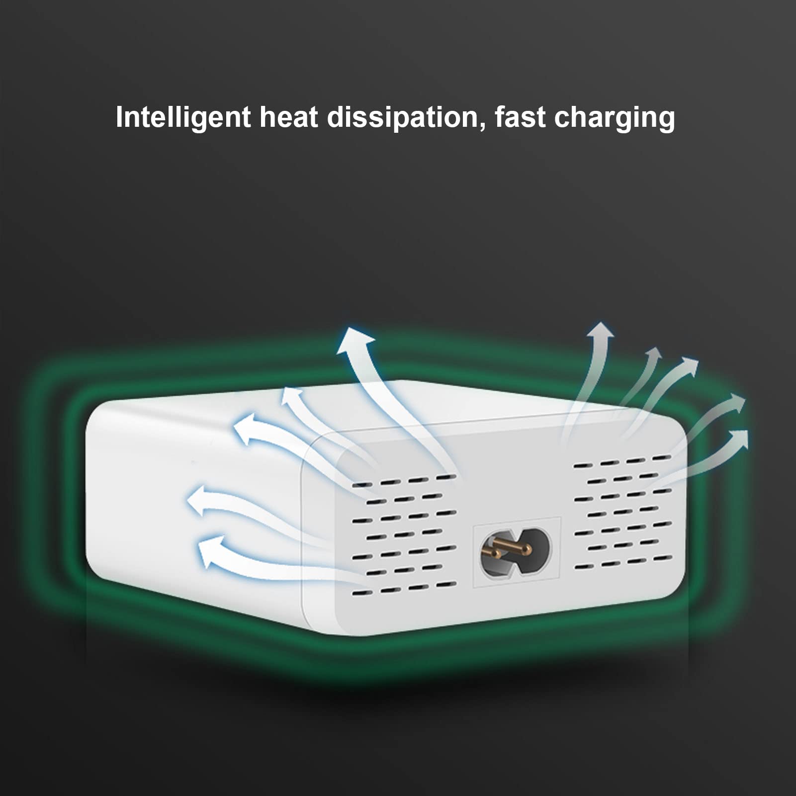 Cocoarm Blocco Caricabatterie USB a 6 Porte, Display Digitale per PC ABS Testa Caricabatterie Intelligente USB CA da 110 a 240 V, Stato di Carica in Tempo Reale, Ricarica Multi Dispositivo per