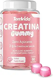 Creatina Gummy 60 Gomas 4,5g Tem Vida - 3g de Creatina por porção - Praticidade e Performance (60 Gomas, Tutti-Frutti)