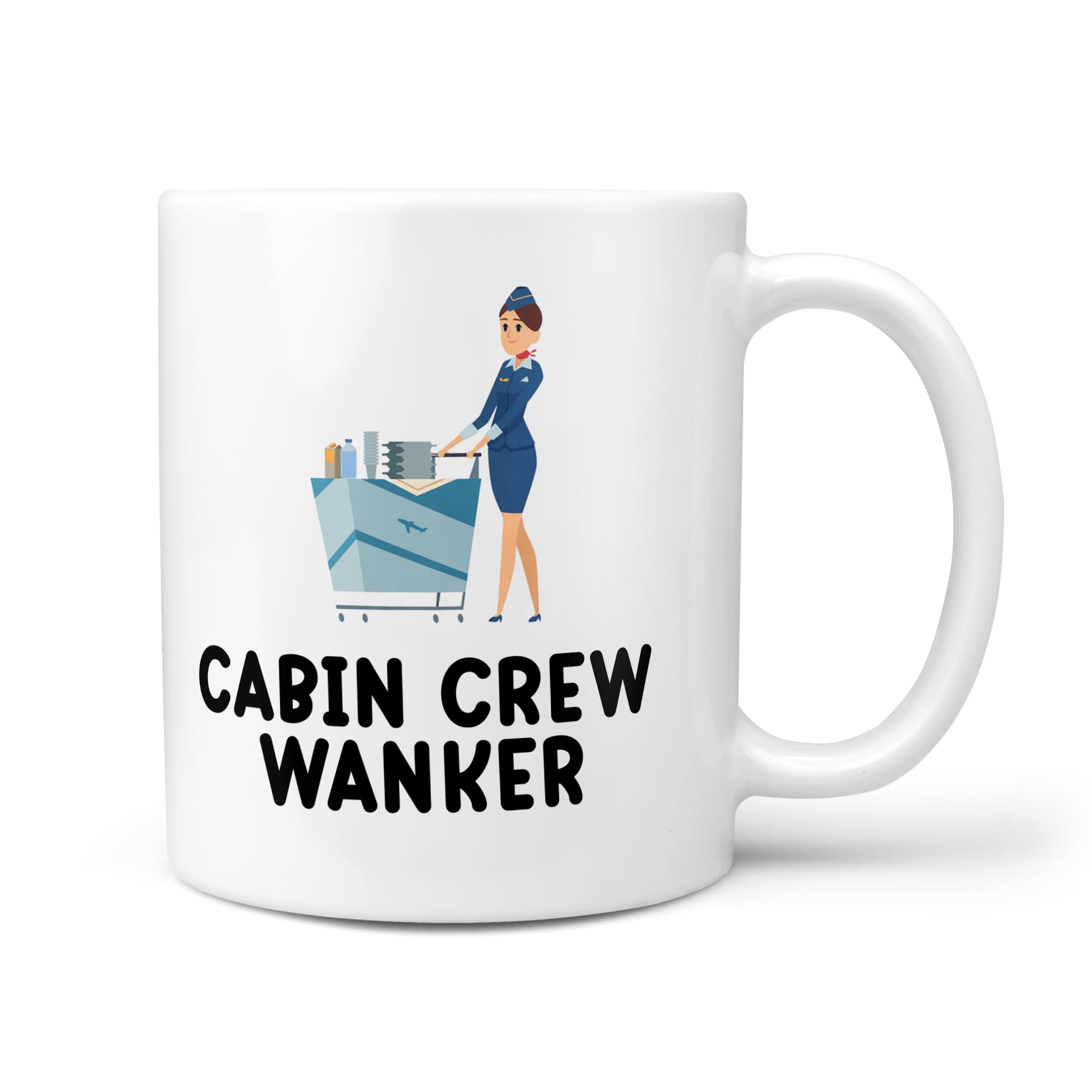 TeHeGifts Funny Cabin Crew Wanker Mug - 11oz Ceramic Novelty Gift for Him or Her Gift Secret Santa Birthday Present