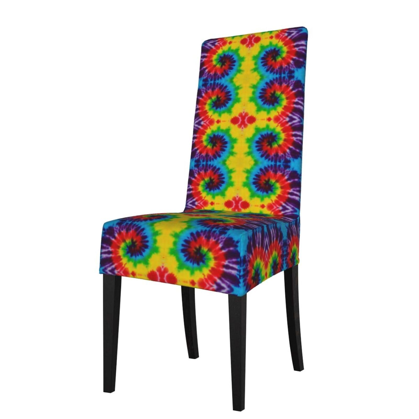 LKYMOH Tie Dye Colorful Rainbow, Chair Covers Stretch Chair Slipcovers for Dining Room, for Party Pet Protection Universal Fit Soft Polyester