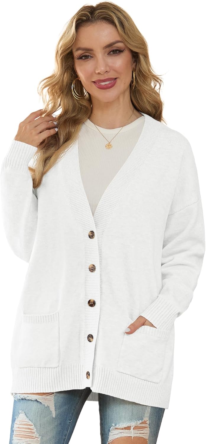 GRECERELLE Women's 2025 Fall Cardigan Sweaters Oversized Open Front Button Knit Outwear Coats with Pockets - Image 6