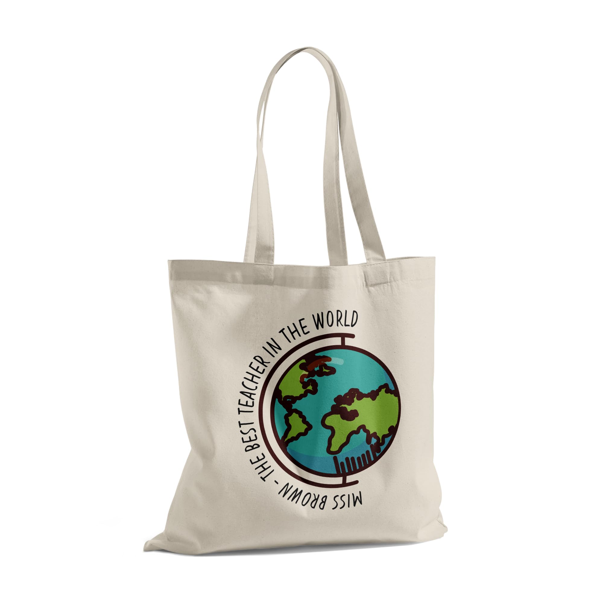 Print Maniacs Personalised Teacher Tote Shopping Book Bag Assistant Carrier Reuse School Pupil Student Thank you Gift Present (Best In The World)