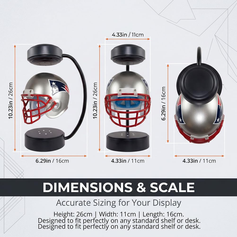 Casco da Football Americano Fluttuante Mini Rotante | Levitazione, Collezionabile Sportivo da Scrivania, Regalo per Tifosi, Regalo per Amici e Alumni, Regalo per Compleanno