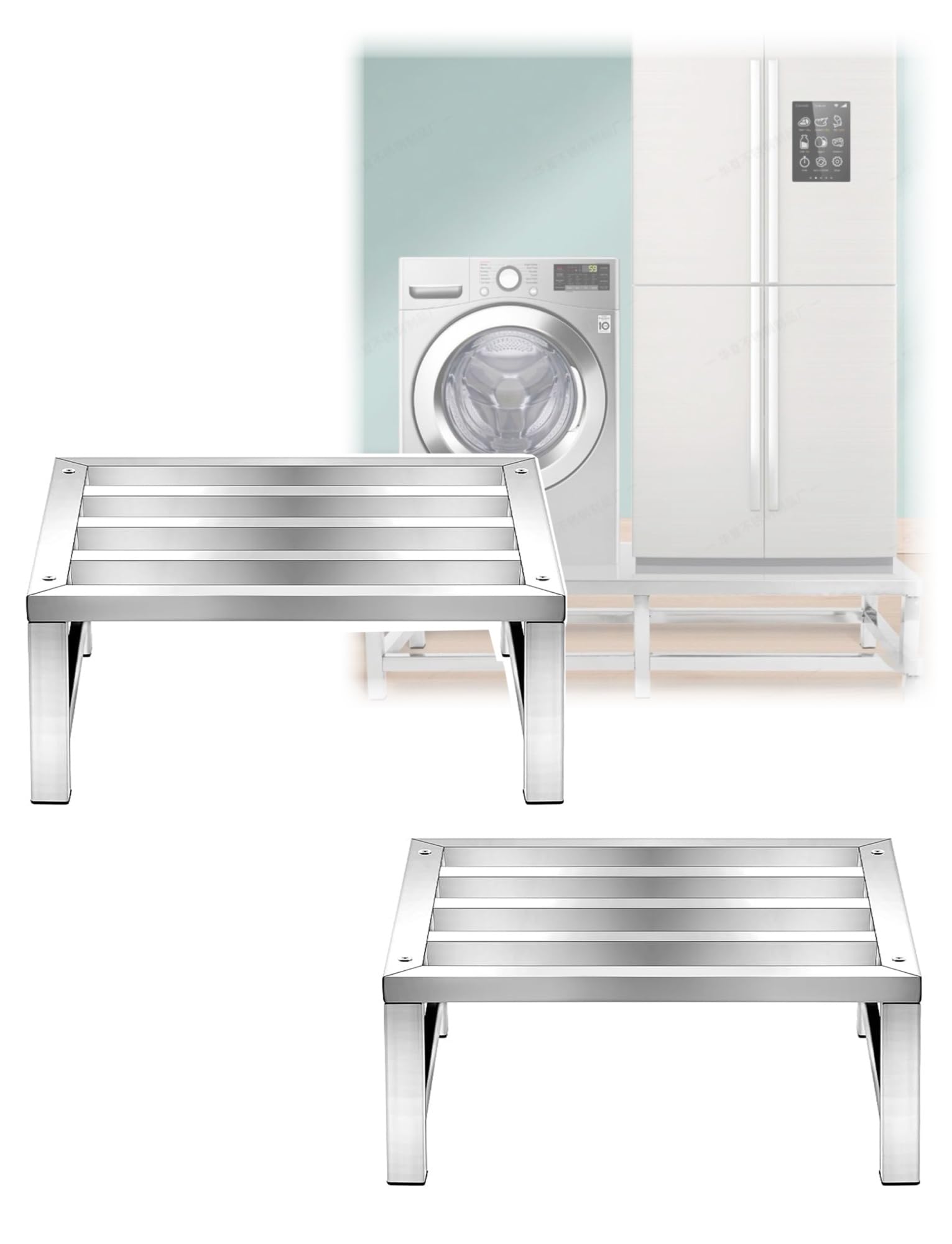 Lot de 2 supports de calage en aluminium, 10/20 cm de hauteur, en acier inoxydable, solution de rangement for restaurants, cuisines, supermarchés et épiceries.(10cm/3.9in,40x40cm)