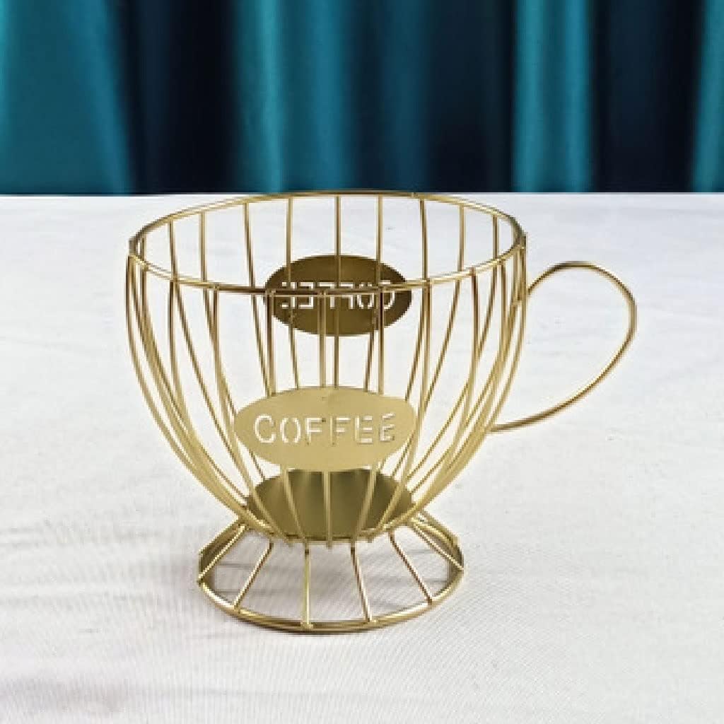 Coffee Capsule Storage Basket Coffee Cup Basket Coffee Bean Pod Organizer Family Cafe Hotel (Color : Golden) (Golden )