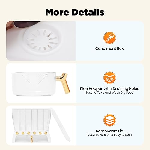 Miniatura 6 de Dispensador de alimentos secos de 6 rejillas, dispensador de almacenamiento de granos de capacidad de 22 libras con divisores extraíbles, recipiente