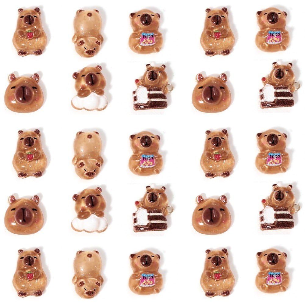 Bemvp 50pcs Cartoon Capybara Nail Art Diy Accessories 3d Capybara Nail Ornaments Cute Resin Capybara Nail Charms for Nail Art Decoration