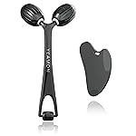 Yeamon Gua Sha Facial Tools and Face Roller Set, Facial Massage Tool for Womens Skincare Routine,Cooling Stainless Steel Face Sculpting Eyes Roller Guasha for Daily Use or Self-Care Gift for Women