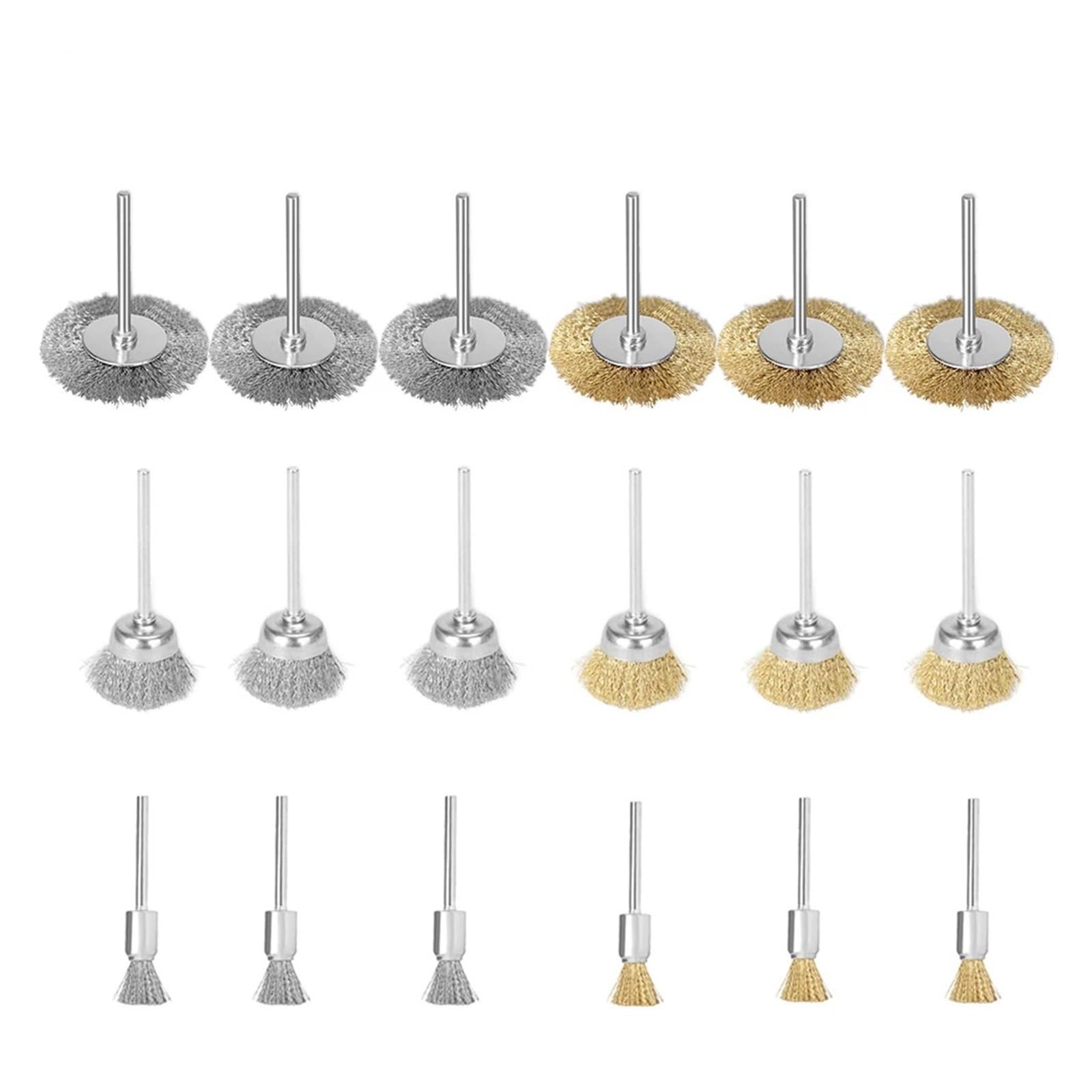 9/36 pz 8/15/25mm Mini Ottone Filo di Acciaio inossidabile Set spazzole for ruote Tazza/Attrezzo rotante a forma T Adatto per lucidatura e levigatura(36pcs mix)
