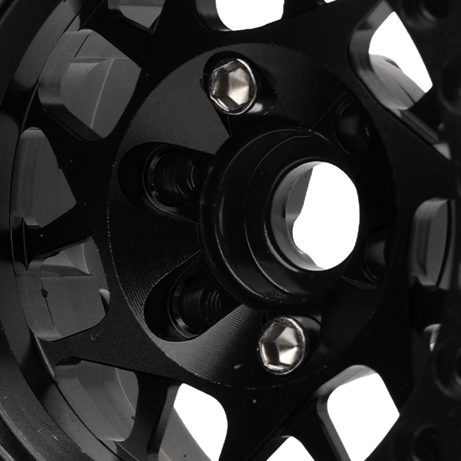4 cerchi per crawler RC, universali in lega di alluminio da 1,9 pollici con beadlock, adatti a SCX10, SCX10 II, SCX10 III e GEN8; set di cerchi RC leggeri e resistenti per (Nera)