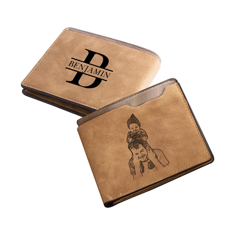 Jewelstruck Custom Wallets for Men Personalized Photo Wallet Engraved Fathers Day Customized Gifts for Men Dad Husband (Style 7)