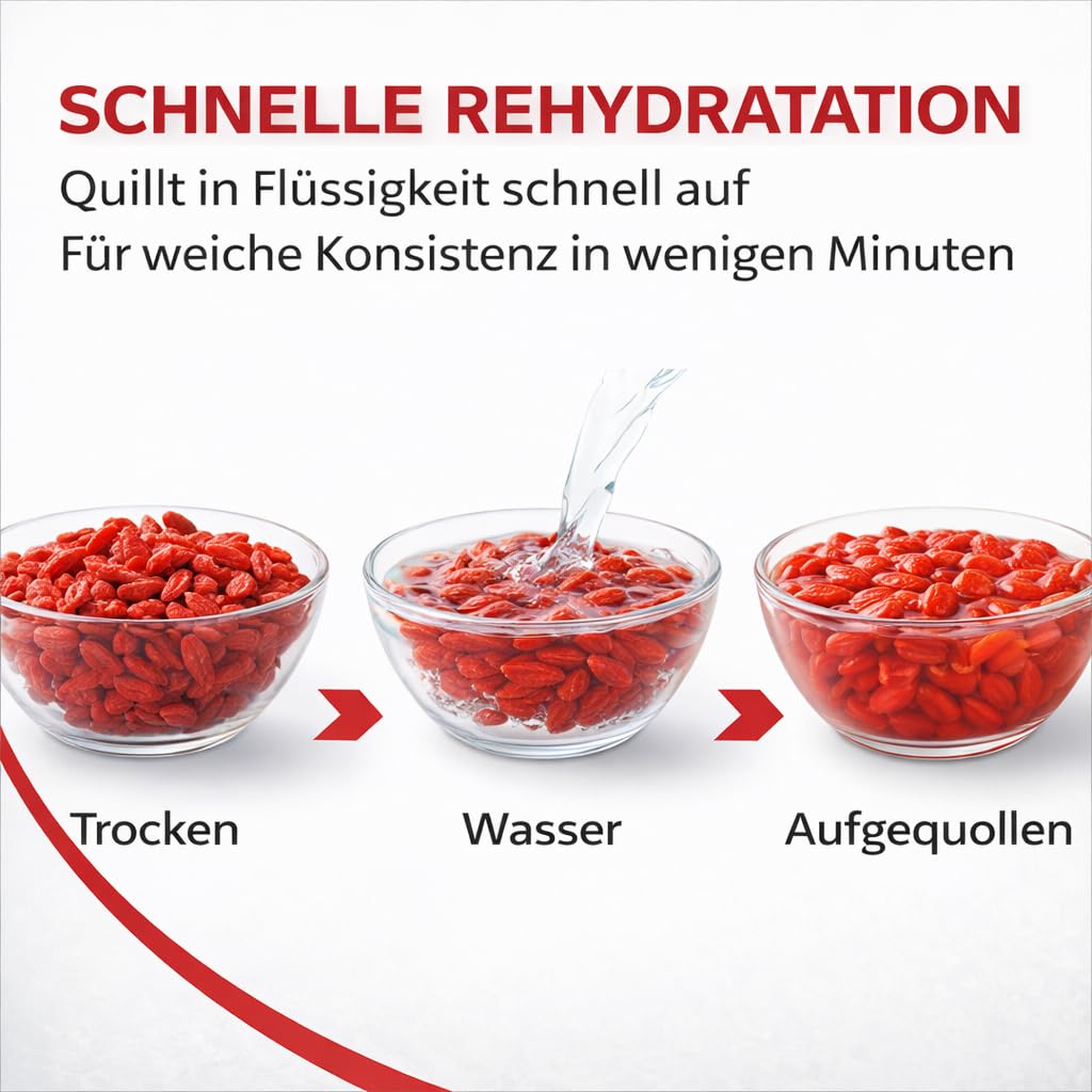 Gideli Goji Beeren 2 x 5kg- Natürliche Zutaten Ohne Zucker und Ungeschwefelt - Getrocknete Früchte ideal für Müsli, Haferbrei, Joghurt und Backwaren - Trockenobst Reich an Vitaminen und Antioxidantien