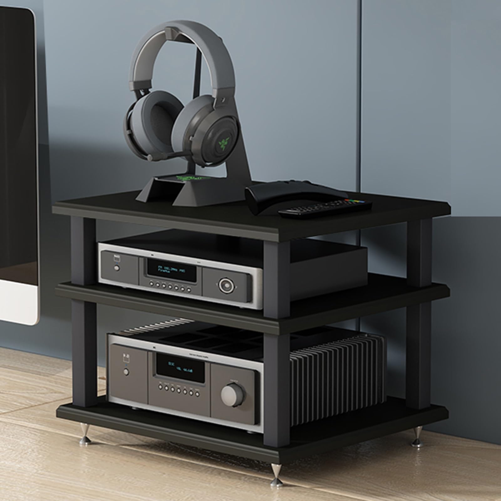 Mueble esquinero de 4 niveles: la solución para organizar tus consolas y audio