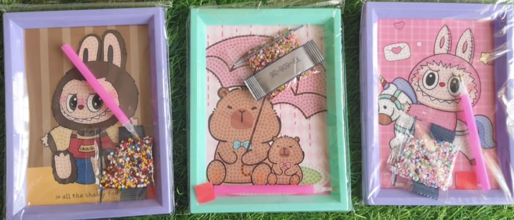 Diamond Small Painting Kit for Kids with Wooden Frame Art and Crafts for Kids Ages (6-12) Diamond Painting Frame (Pack of 2)-picture-32