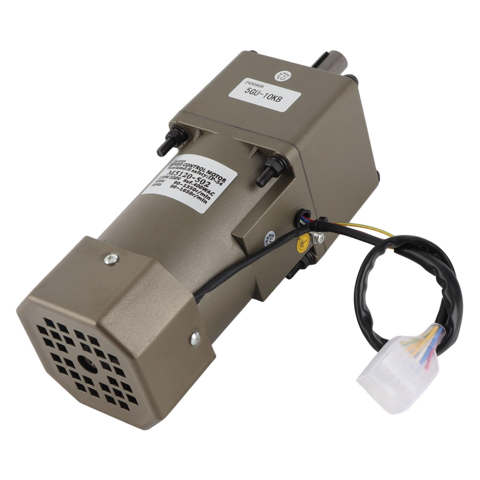 Motor de Engranajes Caja de Engranajes de Reducción Asíncrona Monofásica 120 W Velocidad Ajustable Reversible 90 a 1650 RPM 4 Polos para la Industria del Embalaje Equipos de Transporte