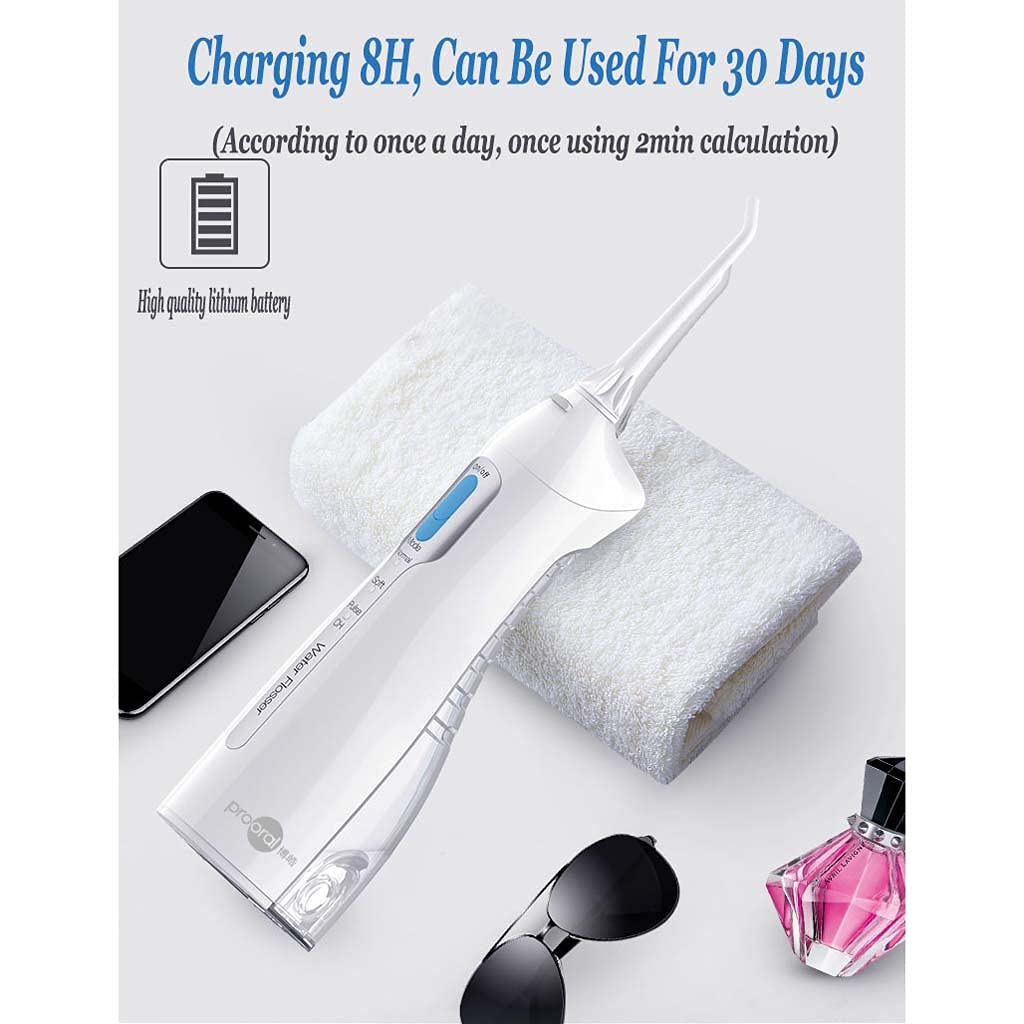 Irrigatore orale dentale Flosser dell'acqua, 6 punte a getto | Ricarica induttiva portatile 100-240 V | Raccoglitore elettrico per acqua 120 sec Pick dentale per famiglia |volume 150 ml - 1400 mAh