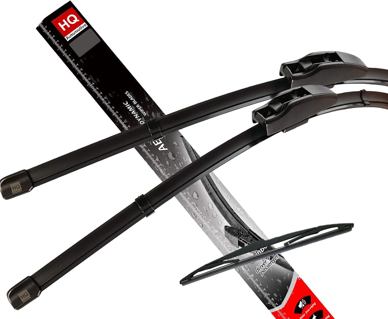 Front & Rear kit of Aero Flat Windscreen Wiper Blades AD61-421|HQ12G