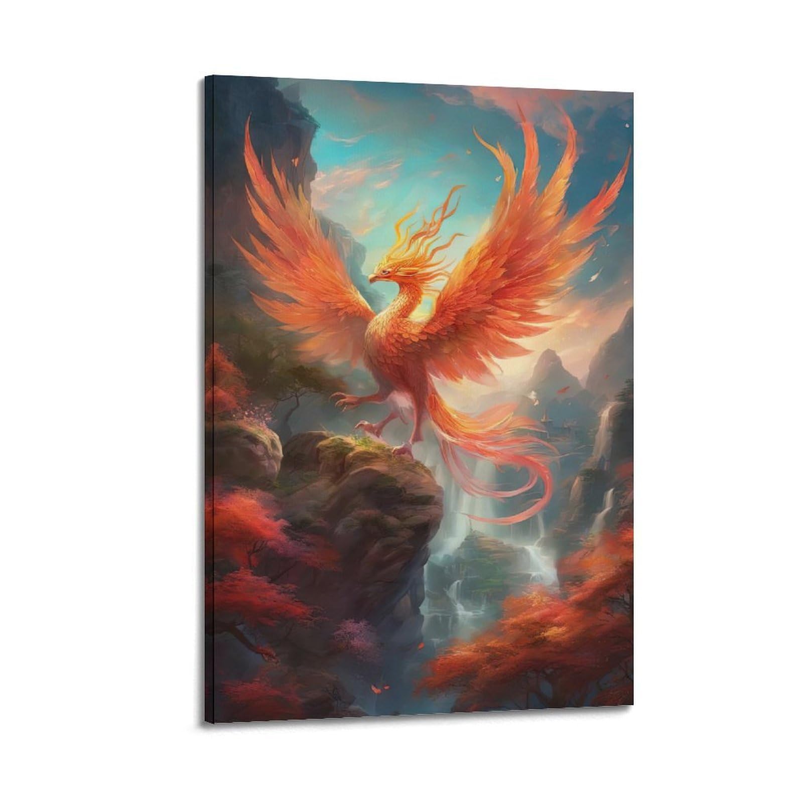 WPHSFX Bird Posters Resurrection Phoenix Poster Decorative Painting Canvas Wall Posters And Art Picture Print Modern Family Bedroom Decor Posters 20x30inch(50x75cm)