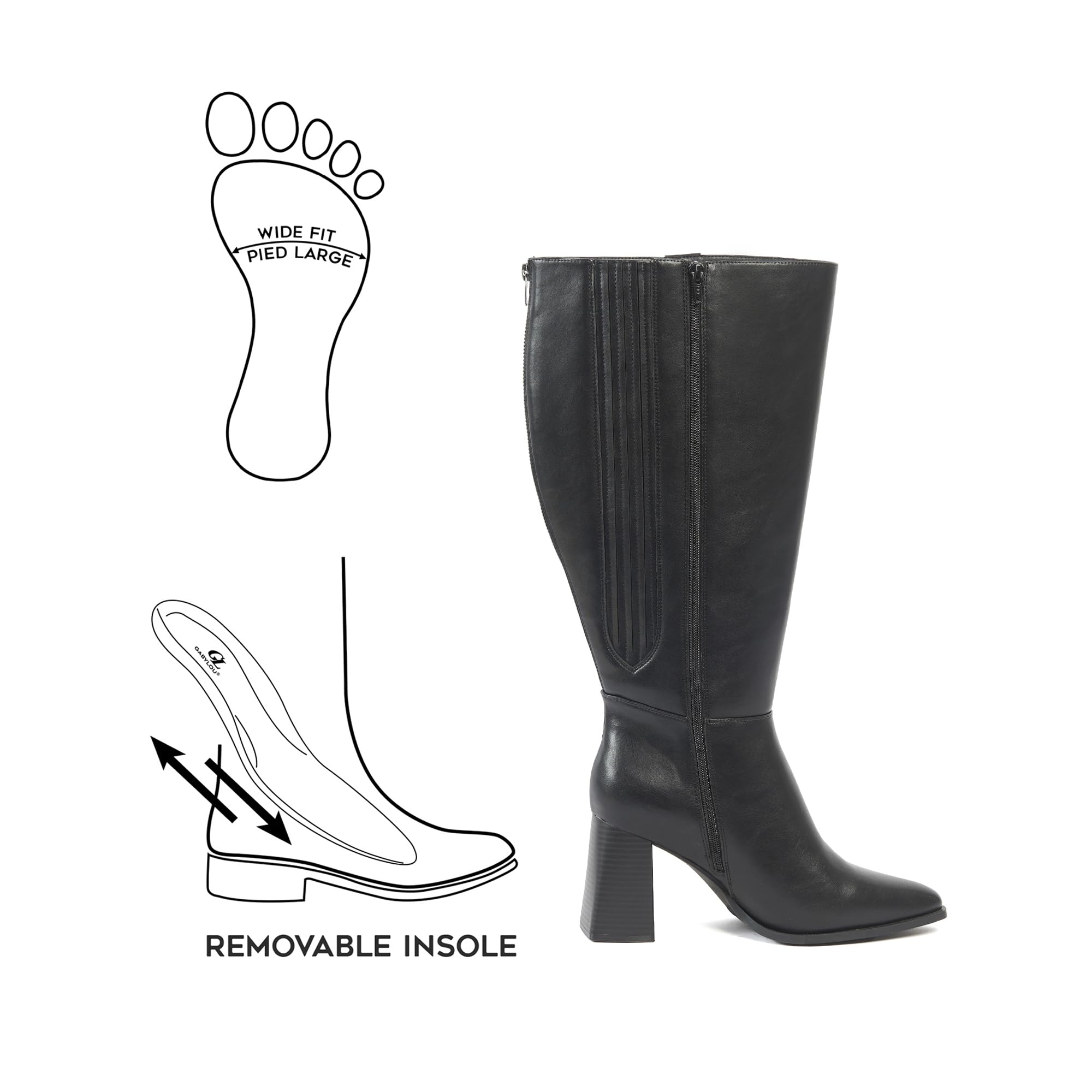GABYLOU - Botas para mujer, pantorrillas anchas, 3XL, tacón 9 cm, Aneta