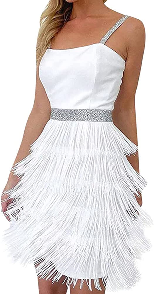 Vagbalena Las Mujeres de Lentejuelas Halter Borla Vestidos de Fiesta de Lentejuelas Vestidos elásticos Vestidos de cóctel Vestidos de Invitados de Boda Formal Vestidos de graduación