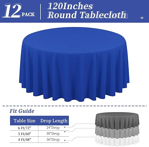 Miniatura 92 de Paquete de 4 manteles redondos blancos de 120 pulgadas – Mantel circular de poliéster para mesa redonda, resistente a las manchas y a las arrugas
